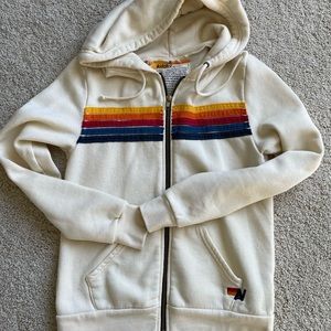 Aviator Nation 5 stripe vintage white hoodie